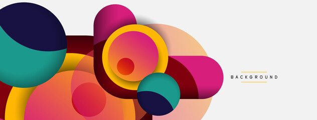 Fototapeta premium Vector round shapes circles minimal geometric background. Vector illustration for wallpaper banner background or landing page