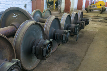 Shop repair and restoration of the train wheels with train stations
