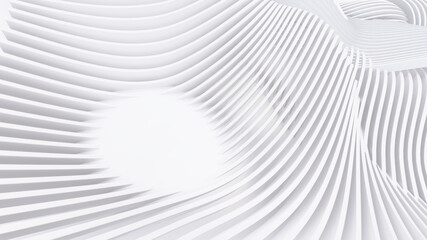 Abstract Curved Shapes. White Circular Background.