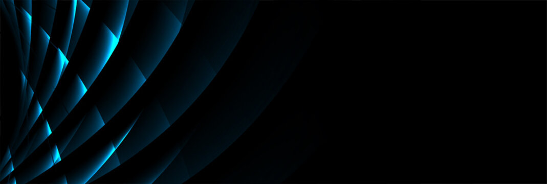 Dark blue neon glowing lights logo vector design. Abstract hi-tech futuristic background