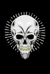 Skull with lamp vector illustration