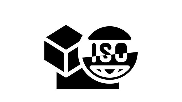 iso standard production animated glyph icon iso standard production sign. isolated on white background