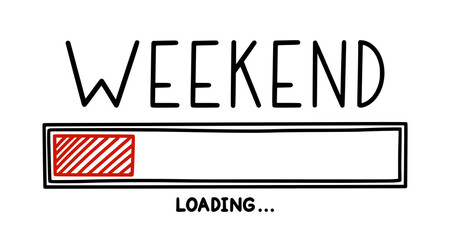 Weekend loading bar. Infographics design element with status of week completion. Hand drawn vector illustration isolated in white background