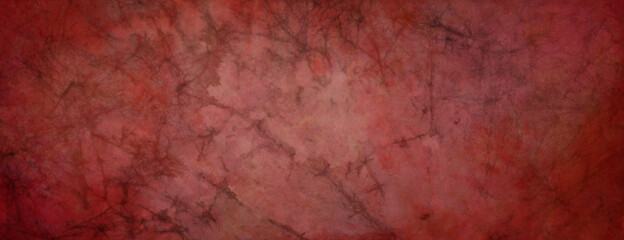 Old red paper parchment background design with distressed vintage stains on wrinkled creased grunge...