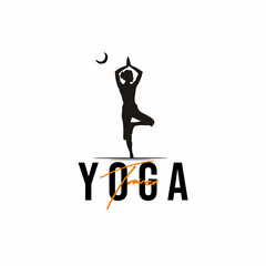 silhouette yoga trainer logo illustration.
