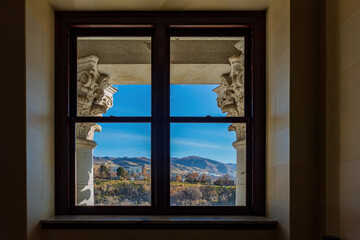 Beautiful landscape saw from a window of Utah State Capitol