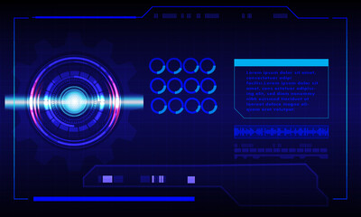 Futuristic abstract technology background. Icon symbol circuit. Vector and illustration. Sci-fi futuristic HUD lock dashboard display virtual reality technology screen background.