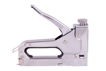 Iron construction stapler on a white background. Isolated image