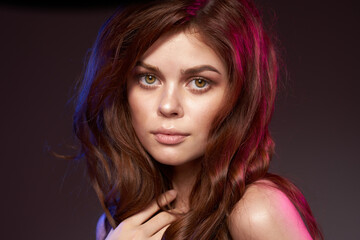 pretty woman attractive look bare shoulders charm cropped view