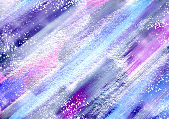 Watercolor diagonal splashes Backdrop. Snowy Winter Multicolor Background. Blue, purple and violet colors © Andrei