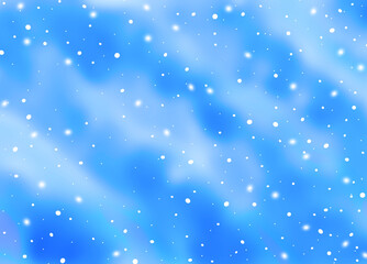 Watercolor Winter snowy blue Blurred Background. Diagonal splashes and clouds