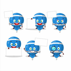 Blue lolipop wrapped cartoon character bring information board