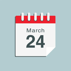 Icon day date 24 March, template calendar page