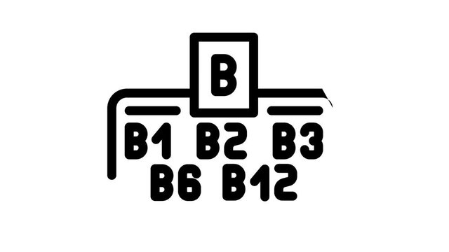 vitamin b group animated line icon vitamin b group sign. isolated on white background