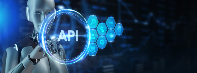 API - Application Programming Interface. Software development tool. Business, modern technology, internet and networking concept. 3d render
