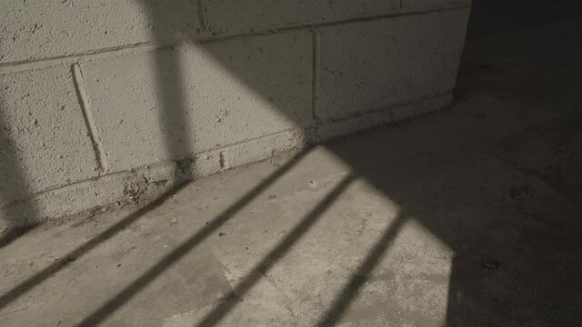 A shadow of metal grill. Jail door closing.