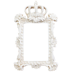 white classic decorated frame with a crown on top 