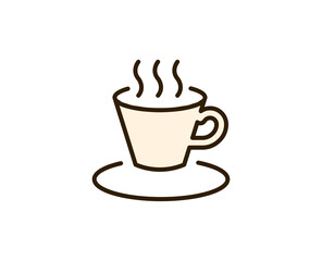 Cup of tea or coffee flat icon. Single high quality outline symbol for web design or mobile app.  Holidays thin line signs for design logo, visit card, etc. Outline pictogram EPS10