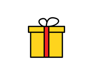 Gift flat icon. Single high quality outline symbol for web design or mobile app.  Holidays thin line signs for design logo, visit card, etc. Outline pictogram EPS10