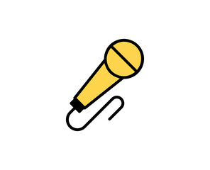 Microphone flat icon. Single high quality outline symbol for web design or mobile app.  Holidays thin line signs for design logo, visit card, etc. Outline pictogram EPS10