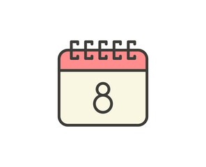 Calendar flat icon. Thin line signs for design logo, visit card, etc. Single high-quality outline symbol for web design or mobile app. Marketing outline pictogram.