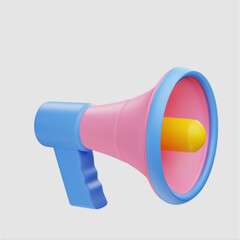 3d rendering megaphone illustration object with grey background