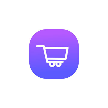 shopping cart icon button on white background
