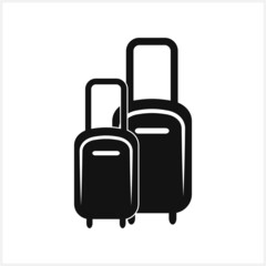 Suitcase icon isolated. Baggage. Stencil vector stock illustration. EPS 10