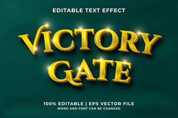 Editable text effect - Victory Gate 3d template style premium vector