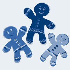 Illustration a square background - a gingerbread man, a festive curly cookie. Design element