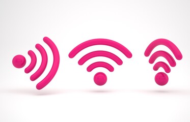 3D wifi on isolate white background. 3d render illustration.