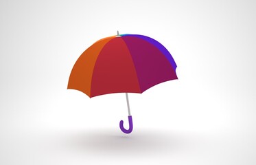 3D umbrella on isolate white background. 3d render illustration