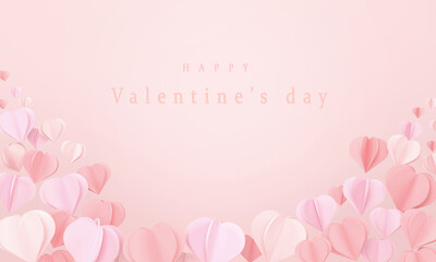 paper heart frame with pink background. Valentine's day concept.