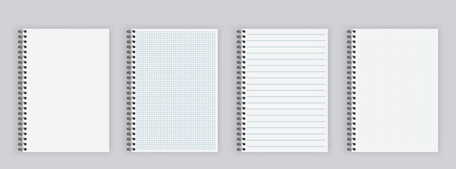 Set of blank spiral notepad notebook - obrazy, fototapety, plakaty
