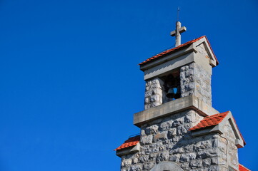 Fototapeta na wymiar Low angle view of little Catholic church