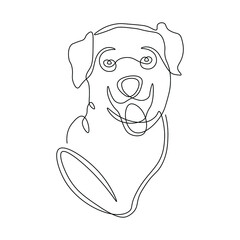 Dog face line drawing vector. Animal one line art. Flat design. Isolated icon. Unstoppable line drawing. Linear artwork element.
