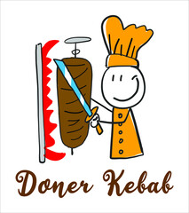 Stick figure people, working life, daily life. Freehand drawing. Vector illustration. Isolated on white background.