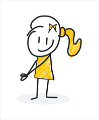 Stick figure people, working life, daily life. Freehand drawing. Vector illustration. Isolated on white background.