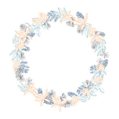 Fototapeta na wymiar Christmas floral wreath.