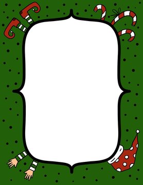 Christmas letterhead for coloring book. Elf hand drawn letters.