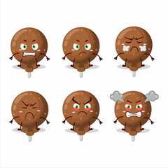 Orange lolipop wrapped cartoon character with various angry expressions