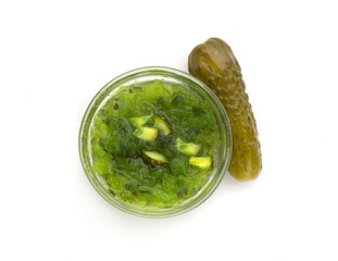 Relish sauce on white background