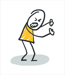 Stick figure people, working life, daily life. Freehand drawing. Vector illustration. Isolated on white background.