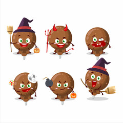 Halloween expression emoticons with cartoon character of orange lolipop wrapped