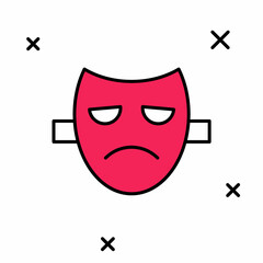 Filled outline Drama theatrical mask icon isolated on white background. Vector