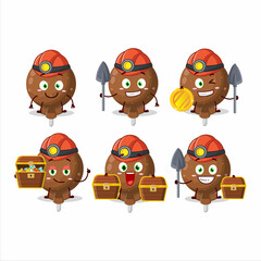 miners orange lolipop wrapped cute mascot character wearing helmet