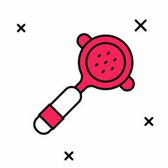 Filled outline Coffee filter holder icon isolated on white background. Vector