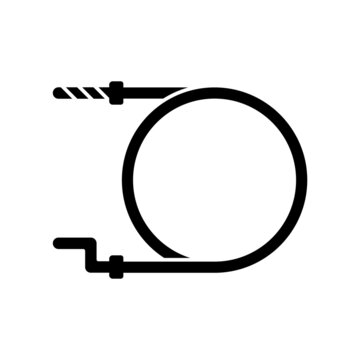 Plumbing Wire Silhouette Icon. Black Simple Vector Of Drain Snake For Pipe Cleaning. Contour Isolated Pictogram On White Background