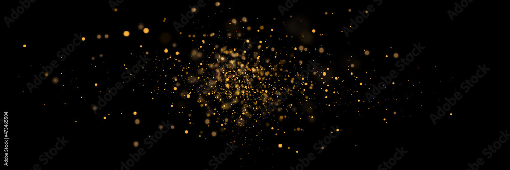 Poster Glowing light effect with many glitter particles isolated on transparent background. Vector star cloud with dust.	