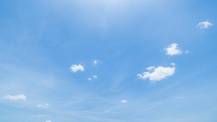 Fototapeta premium Panoramic view of clear blue sky and clouds, clouds with background.